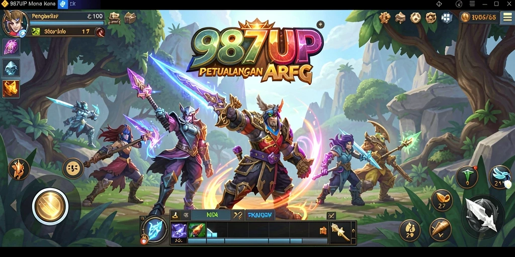 Tampilan gameplay seru di dunia ARPG 987UP yang menantang.