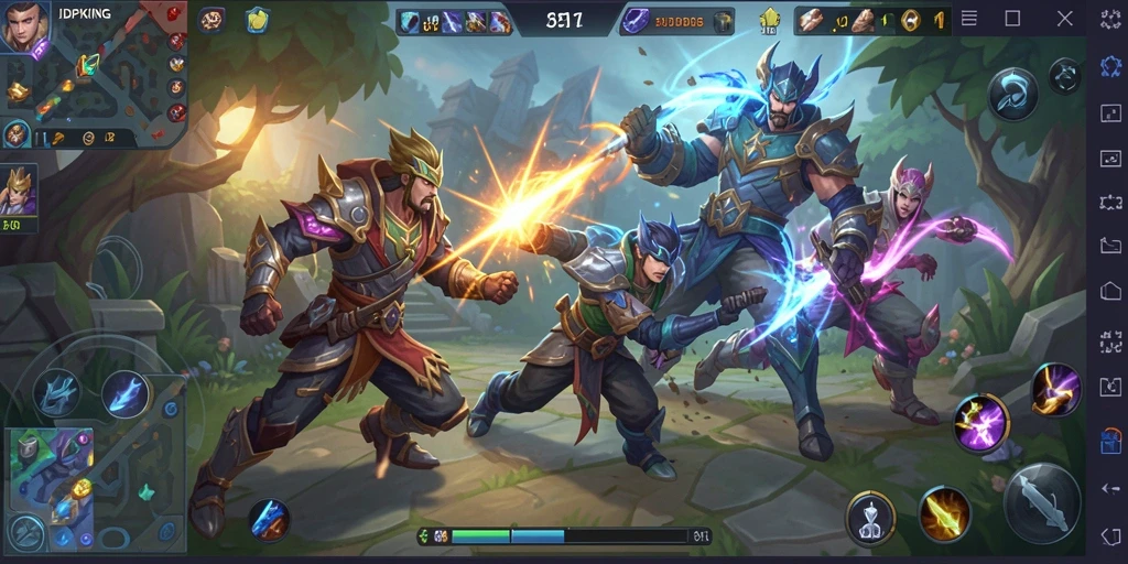 Tangkapan layar aksi seru dalam pertempuran game MOBA.
