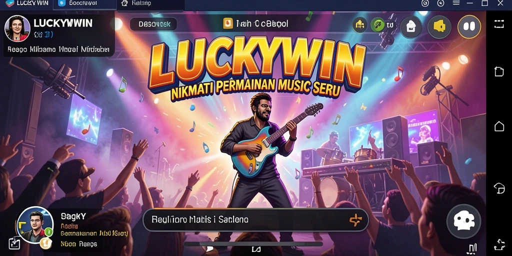 Screenshot LUCKYWIN menampilkan gameplay musik yang penuh warna dan interaktif.