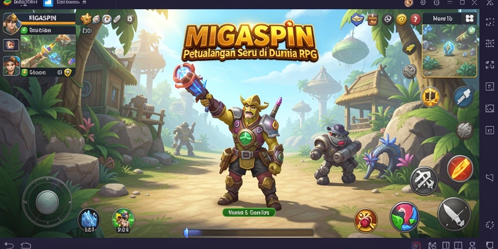 Screenshot MIGASPIN menunjukkan grafik RPG yang menawan dan gameplay yang seru.
