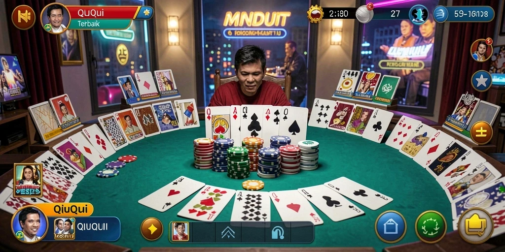 Tampilan gameplay QiuQiu yang seru dan menantang.