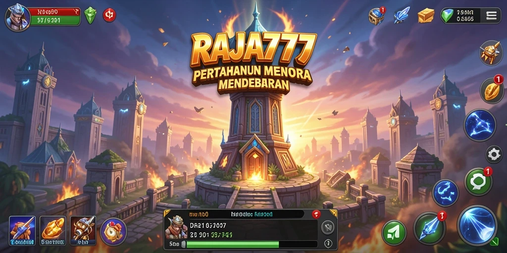 Tampilan gameplay menawan dari RAJA777 dalam mode Tower Defense.