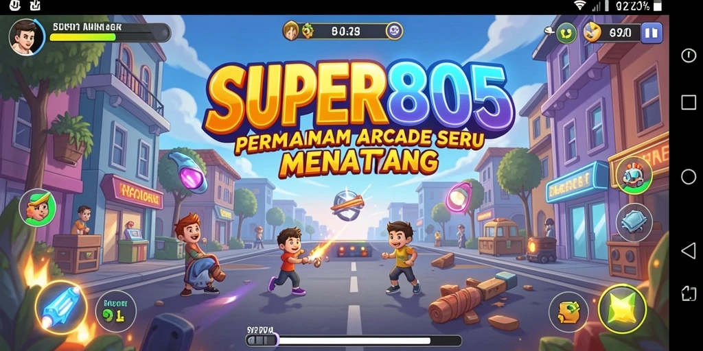 Tangkapan layar SUPER805 menampilkan aksi gameplay Arcade yang menegangkan.
